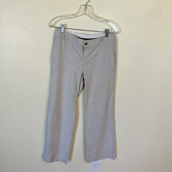 Banana Republic Flurry Wide Leg Pants Womens 4 Martin Fit Linen Cotton Size 6 - Picture 1 of 9